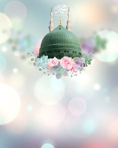 an image of a green dome with flowers on it