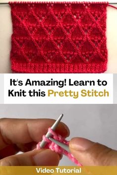 the video shows how to crochet an afghan with yarn and knitting needles, as well as text that reads it's amazing learn to knit this pretty stitch