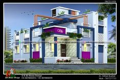 this is an image of a modern style house in the philippines with purple and blue accents