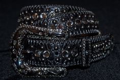 BB Simon Swarovski Crystal Leather Belt In Black Black Bb Simon Belt, Bb Simone Belt, Bb Belt Outfit Men, Bb Simon Belts Outfit, Bb Simon Belts Outfit Men, Bb Belts, Bb Simon Belts, Bb Simon Belt, Bb Belt