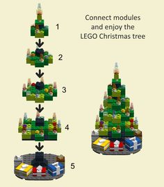 instructions for how to build a lego christmas tree