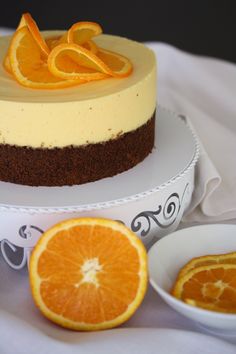 there is a cake with orange slices on it