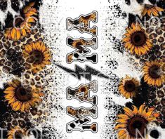 an image of sunflowers and leopard print with the word love spelled in it