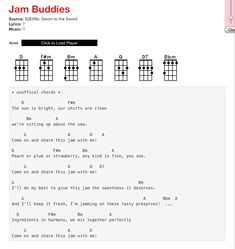 the guitar chords page for jam buddies