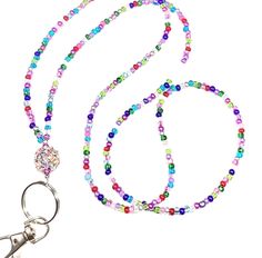 Jewel Tone Sparkle, Beaded Lanyard for Women, Badge, ID Holder, Keychain Thank You Nurse Gifts, Fabric Lanyard, Beaded Lanyard, Beaded Lanyards, Apple Watch Bands Leather, Sunglass Holder, Beading Wire, Split Ring, Id Holder