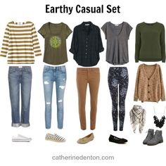 Boho Casual Capsule Wardrobe, Edgy Boho Capsule Wardrobe, Capsule Boho Wardrobe, Natural Style Capsule Wardrobe, Natural Wardrobe Style, Earthy Mom Aesthetic, Earth Tone Capsule Wardrobe, Earthy Fashion Style, Earthy Capsule Wardrobe