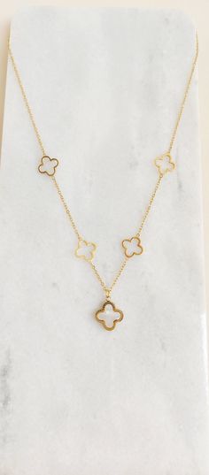 Clover flower necklace 18K Gold Plated Necklace  Stainless steel Four Leaf Clover Necklace, Lucky Clover necklace, 4 leaf clover necklace, Dainty gold necklace, Gold clover necklace Reversible, Elegant piece of jewelry make it a great choice for a gift for love ones they can wear everyday. Classic timeless piece perfect gift for "Her", mum, sister, girlfriend. All of our jewelry is made from either 14K , 18K or 25K gold plated layer over a stainless steel base. Stainless steel is highly durable 4 Leaf Clover Necklace, Pocket Envelopes, Four Leaf Clover Necklace, Clover Flower, 4 Leaf Clover, Travel Jewelry Box, 4 Leaves, Dainty Gold Necklace, Travel Jewelry Case