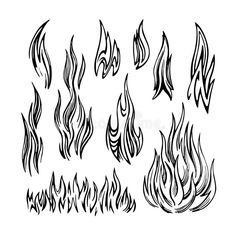 fire flames set on white background