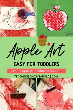 an apple art project for toddlers with the title overlaying it's image