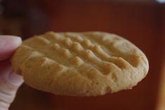 a close up of a person holding a cookie