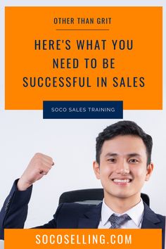 a man sitting in an office chair with the words, there's what you need to be successful in sales