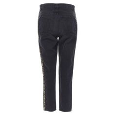 CHANEL washed black denim braided tweed trim CC pocket cropped jeans FR38 M Reference: KNLM/A00190 Brand: Chanel Designer: Karl Lagerfeld Material: Cotton Color: Black Pattern: Solid Closure: Zip Extra Details: Antique silver CC button zip fly closure. 5-pocket design. CC stitching on back pocket. Braided tweed trim down leg. Made in: Italy CONDITION: Condition: Excellent, this item was pre-owned and is in excellent condition. SIZING Designer size: FR38 Size reference: US4-6 / UK10 / IT42 / FR38 Chanel Jeans, Vintage Chanel Bag, Chanel Collection, Miuccia Prada, Chanel Black, Pocket Pants, Jean Paul Gaultier, Vintage Chanel, Black Pattern