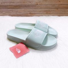 New With Tags- The North Face Women’s Basecamp Slide Iii In Misty Jade / Tnf White With Tpu Straps Made With Mesh Foam And Eva Foam Lightweight Midsoles And Outsoles. Misty Jade, The North Face Shoes, North Face Shoes, Eva Foam, North Face Women, Women's Shoes Sandals, North Face, The North Face, Shoes Sandals