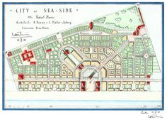 an old map of the city of sea - side