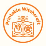 an orange circle with the words printable witch book