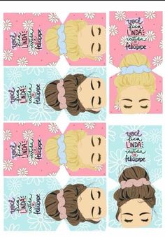 the instructions for how to make a paper doll with different hair styles and makeup looks