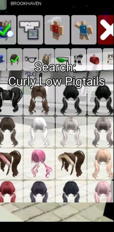 the screenshot shows many different hair styles