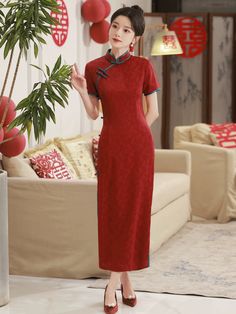 Lucky Red Cheongsam Dress The Lucky Red Cheongsam Dress is the perfect combination of elegance and grace. Made from high-quality fabric, this dress features intricate details and a stunning red color that will make you stand out in any occasion. Embrace your luck and beauty with this fashionable dress. Size Chart (cm) Bust Waist Hip Shoulder Width Dress Length S 82 66 86 36 125 M 86 70 90 37 125 L 90 74 94 38 125 XL 94 78 98 39 125 2XL 98 82 102 40 125 3XL 102 86 106 41 125 Red Cheongsam Dress, Red Cheongsam, Fashionable Dress, Platform Mary Janes, Cheongsam Dress, Dress With Cardigan, Cheongsam, British Indian, Xl Dress