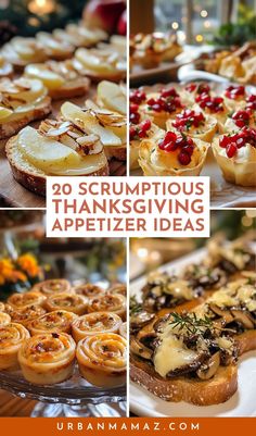 various thanksgiving appetizers are displayed on the table