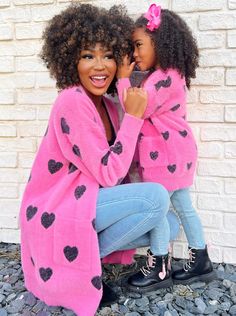 mommy-and-me-i-love-you-lots-pink-oversized-heart-cardigan  color-Pink size-3T Mia Belle Girls at Sophia's Style Mother Daughter Fashion, Toddler Flower Girls, Heart Cardigan, Heart Prints, Girls Dress Outfits, Toddler Flower Girl Dresses, Infant Flower Girl Dress