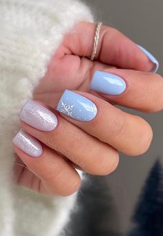 Blue Christmas Nails, Christmas Gel, Nagel Tips, Winter Nails Acrylic, Cute Christmas Nails, Christmas Nails Easy, Snowflake Nails