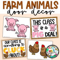 farm animals door decals for the classroom