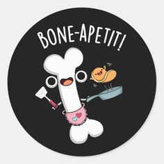 a sticker that says bone - apetti with an image of a cartoon character