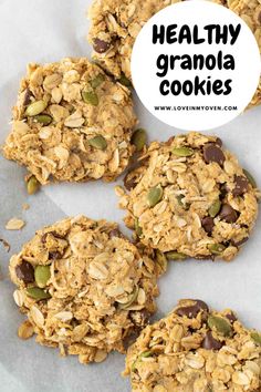 healthy granola cookies with oats and chocolate chips