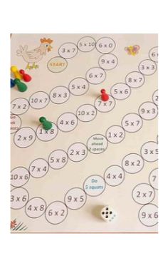 a game board with numbers and dices on it