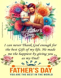 a father's day card with an image of a man holding a child