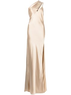 a dress on a mannequin dummy with an open back and side slits