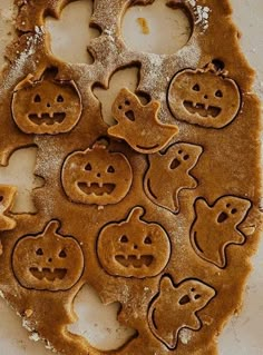 some cookies are arranged in the shape of pumpkins