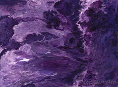 an abstract painting with purple and black colors