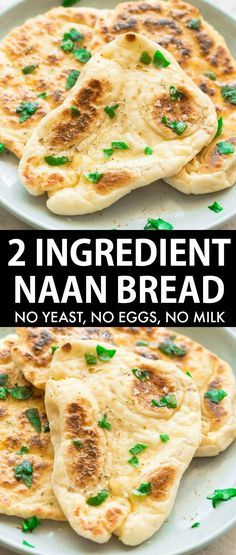 two ingredient naan bread no yeast, no eggs, no milk on a plate