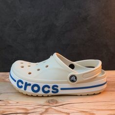 Brand New Crocs Bayaband Clog Stucco/ Bright Cobalt (Blue) Men’s Size 5 / Women’s Size 7 - Sold Men’s Size 8 / Women’s Size 10 Mens Crocs Fashion, Casual Cream Clogs With Cushioned Footbed, Casual Non-slip Beige Clogs, Casual Beige Non-slip Clogs, Bayaband Crocs, Men Crocs, Crocs Platform, Nike Casual Shoes, Crocs Slides