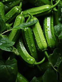 some green beans with water drops on them