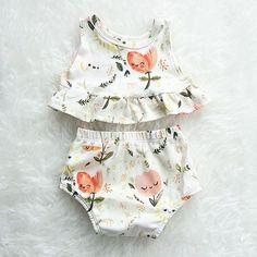 Itty bitty teeny tiny Floral Dreams Peplum Set Liapela.com Geek Outfit, Lany, Baby Love, Baby Dress