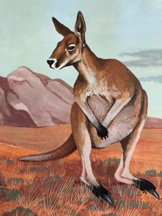 a painting of a kangaroo standing on its hind legs