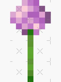 the pixel flower is purple and green