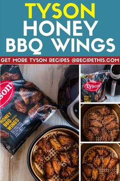 the recipe for honey bbq wings is shown