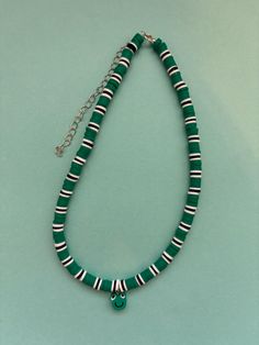 Green, black & white clay beaded necklace with frog charm All necklaces are 14 inches with a 4 inch extender chain Frog Clay, Clay Beaded Necklace, Clay Bead Necklace, Green Frog, Clay Bead, White Clay, Clay Beads, Friendship Bracelet, Bead Necklace