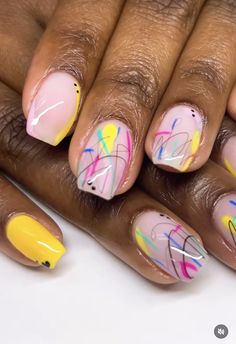 Colorful Wedding Nails, Fun Summer Nails 2023, Almond Acrylic Nails Designs, New Nail Designs, Ombre Acrylic Nails, Work Nails, Dope Nail Designs