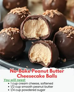 No-bake Peanut Butter Cheesecake Balls Recipe, No Bake Peanut Butter Cheesecake Bites, Pb Cheesecake, Reese's Peanut Butter Cheesecake, Cream Cheese Cheesecake, Cheesecake Balls