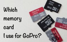 four memory cards with the words which memory card use for gopro?