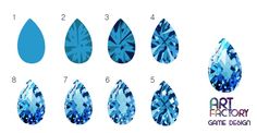 the different shapes and sizes of blue diamonds