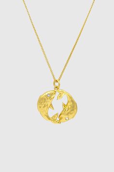 We made this necklace for all you Pisces’ out there. Crafted from highly polished gold, it features a fish pendant that’s set with dainty pavé crystals. Style #: N00089G750 Curb chain Gold plated brass 18" Length + 3" extender 0. 75" Width . | Rebecca Minkoff Pisces Zodiac Medallion Necklace In Gold Pisces Necklace, Medallion Necklace, Pisces Zodiac, Pretty Jewellery, Rebecca Minkoff, Gold Plate, Plating, Rose Gold, Brass