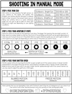 the instruction manual for shooting in manual mode, including instructions and instructions to use it