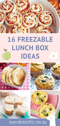 the lunch box is full of delicious treats and desserts, including muffins