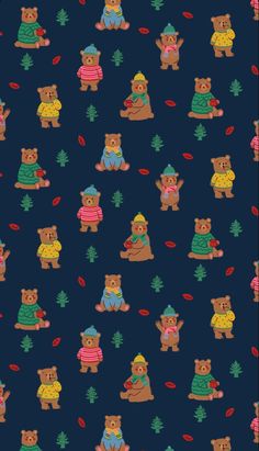 the bears are all wearing sweaters and hats