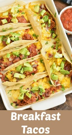 the breakfast tacos are ready to be eaten